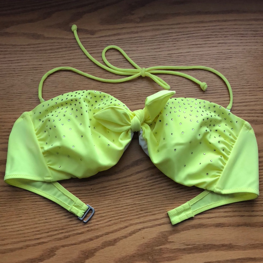 Victoria secret Yellow rhinestone bikini top